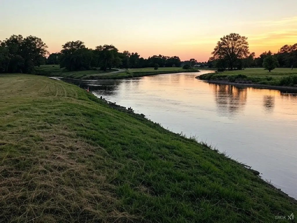 The Savannah River winding past wooded banks near Girard, Georgia